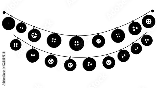 Garland strung with buttons from old clothing, illustration