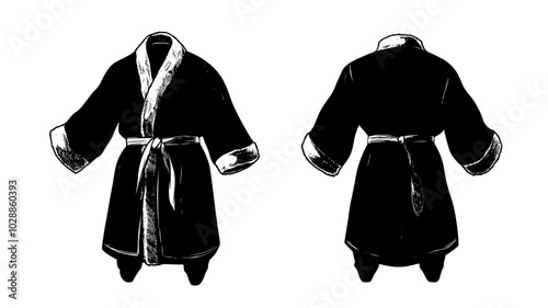 Robe and belt set replicating Santa Claus outfit, illustration art