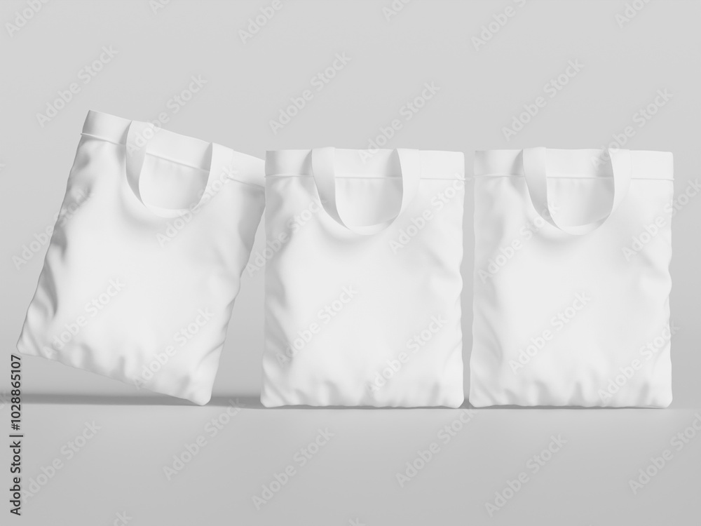 Tote bag canvas eco friendly shopping bag mockup, white color isolated on white background Tote bag canvas eco friendly shopping bag mockup, white color isolated on white background