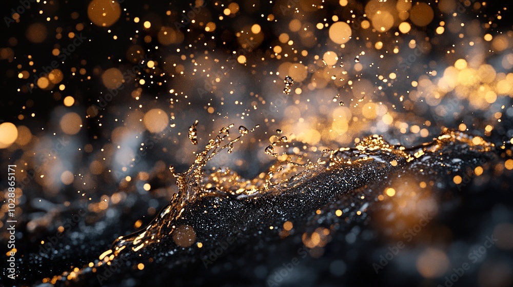 Abstract Liquid Splashes Frozen in Mid-Air on a Black Background Abstract Liquid Splashes Frozen in Mid-Air on a Black Background