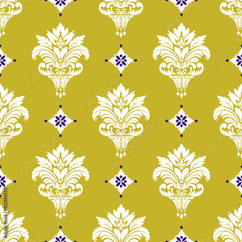 Classic Damask Seamless Pattern abstract background with vintage elements.