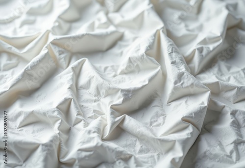 White Crumpled Fabric Texture .