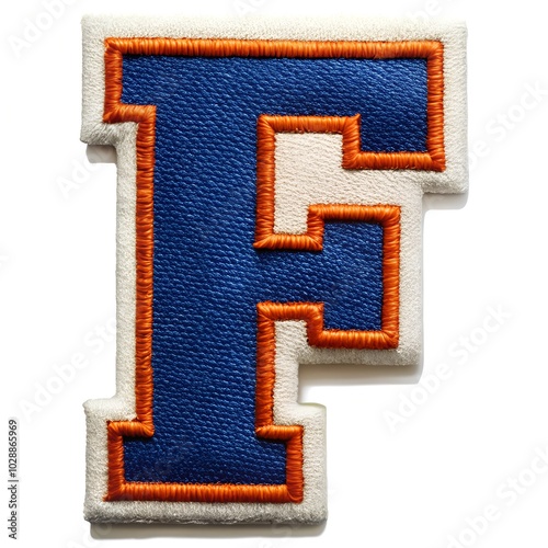 letter F for varsity jacket embroidery isolated