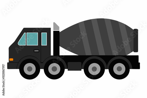 Silhouette of concrete mixer truck. vector illustration.