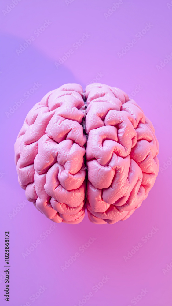 pink brain on a purple background pink brain on a purple background