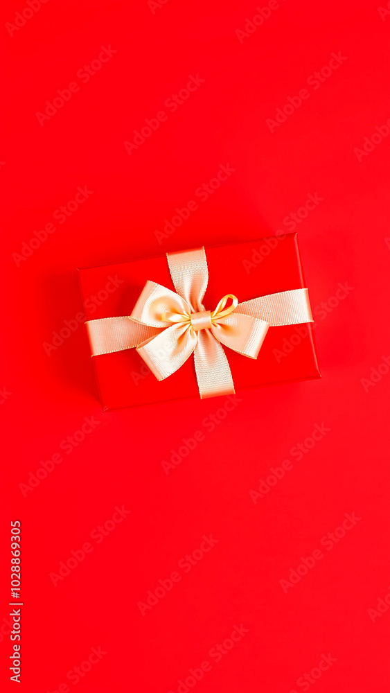 red gift box with a gold ribbon bow red gift box with a gold ribbon bow