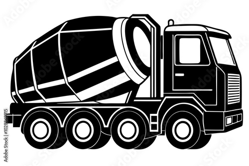 Silhouette of concrete mixer truck. vector illustration.