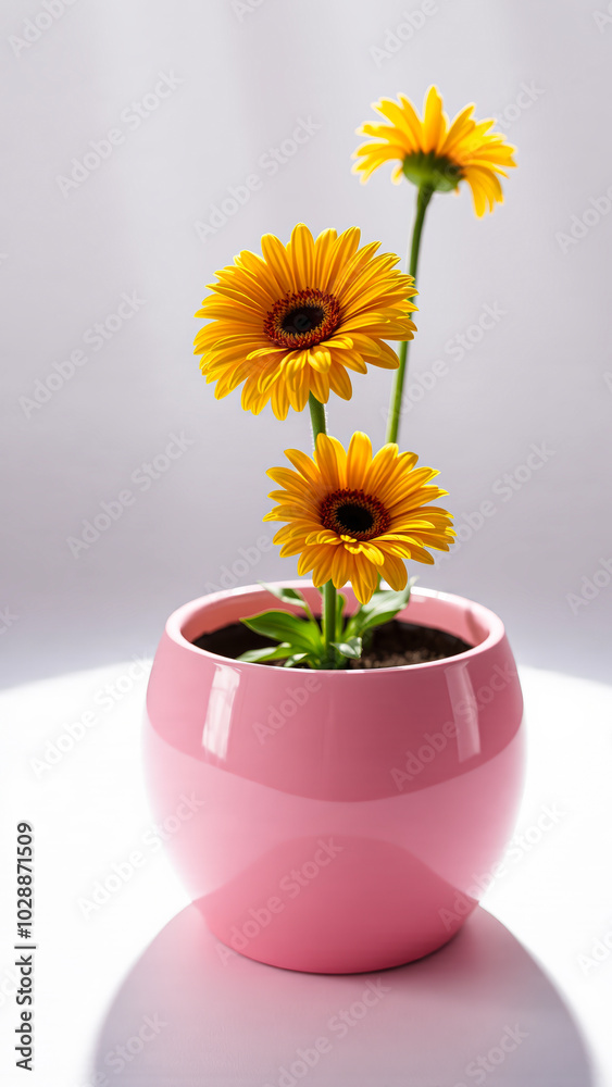 custom made wallpaper toronto digitaltrio yellow flowers a pink pot