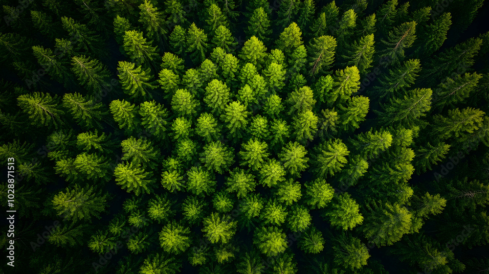 Aerial view of dense evergreen forest showcasing lush greenery. Aerial view of dense evergreen forest showcasing lush greenery.