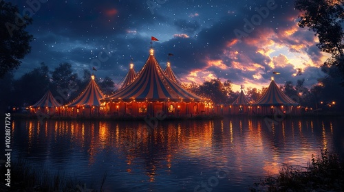 Circus Tent Under a Starry Night Sky