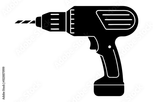 Manual hand drill vector | vector silhouette illustration on white background