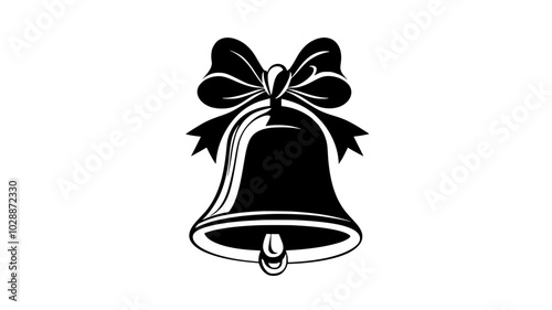 Ceramic bell with a ribbon loop attached to the top, illustration