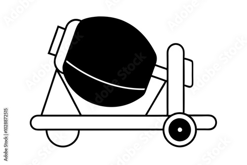 cement mixer truck silhouette vector illustration.