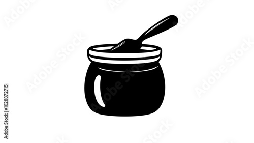 Fig jam in a glass jar with spreading knife, rustic charm, illustration