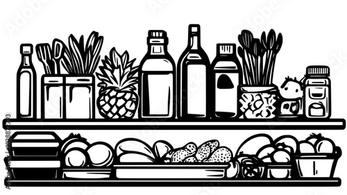 Food hampers packed with holiday meal essentials for families, illustration
