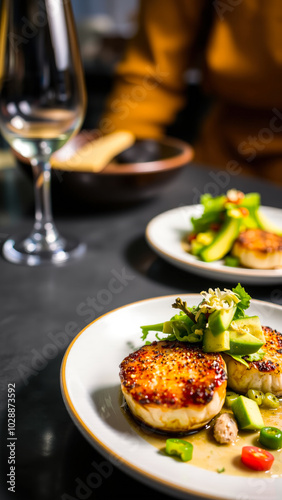 grilled scallops with avocado chili pepper