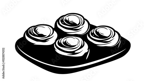 Tray of Yorkshire puddings fresh from the oven, vector illustration art