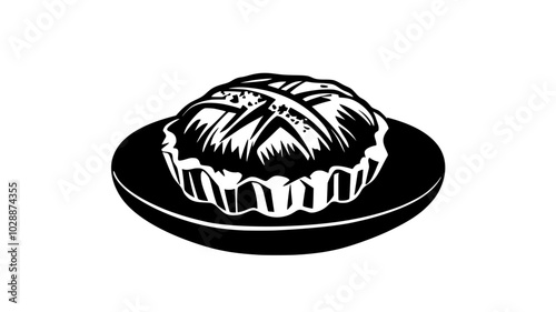 Vegan wellington with pastry crust on a board, vector illustration art