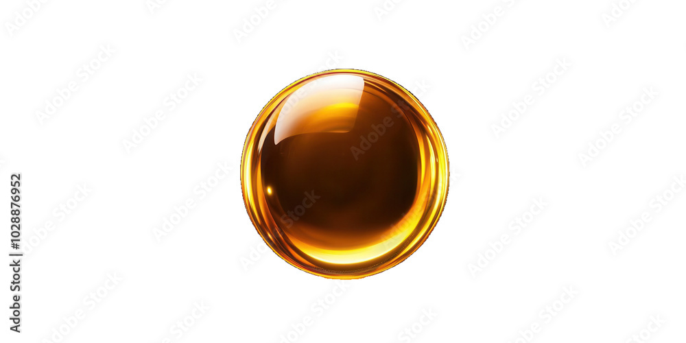 Golden oil drop with reflective surface on transparent background. Golden oil drop with reflective surface on transparent background.
