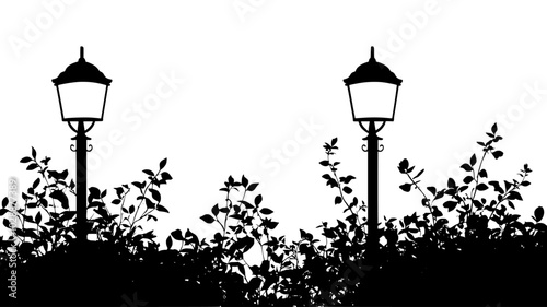 Light-sensing outdoor net lights covering bushes and shrubs in soft, glowing colors, vector illustration art