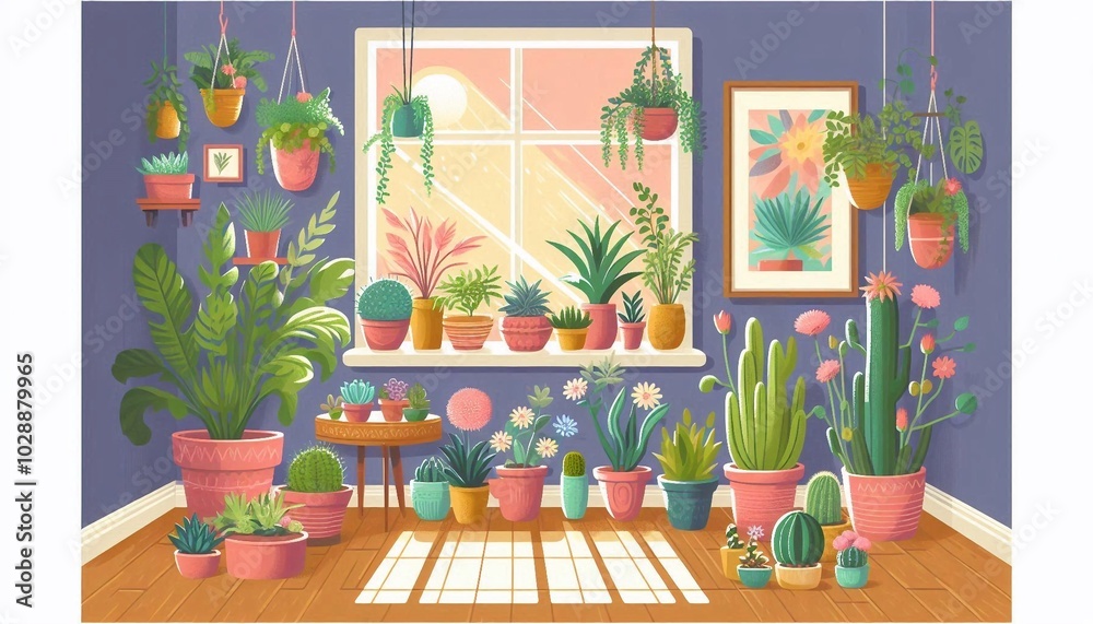 Flat illustration of indoor plants Flat illustration of indoor plants