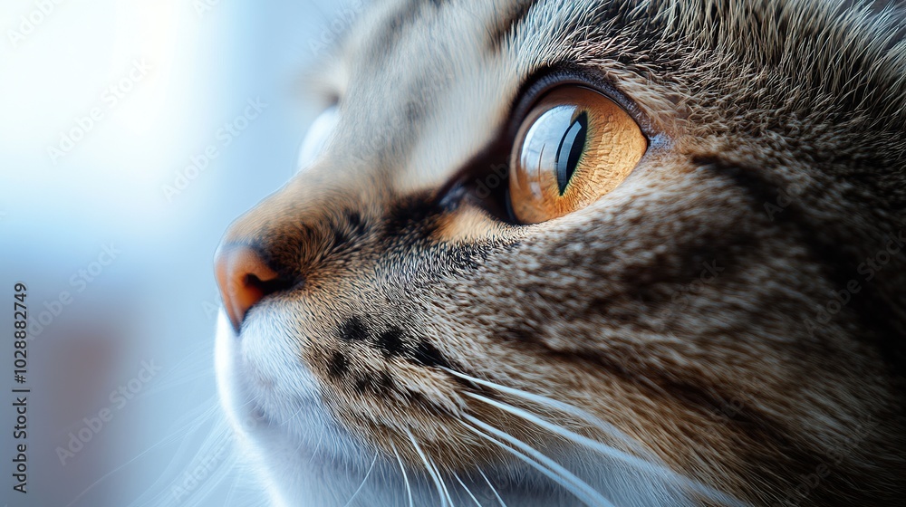 Close-up of a Cat's Face with Detailed Fur on White Background Close-up of a Cat's Face with Detailed Fur on White Background