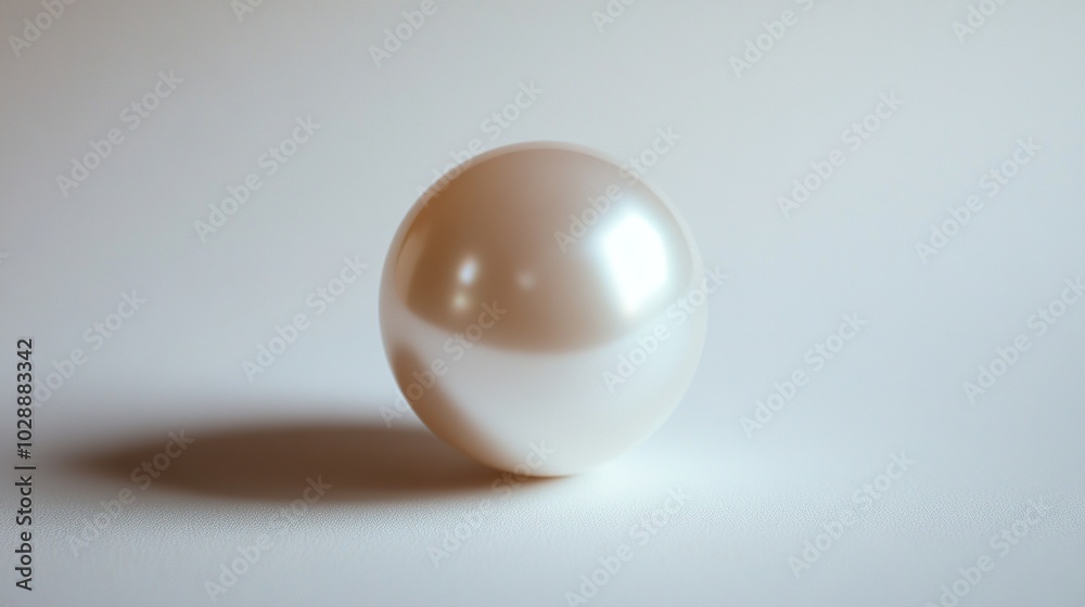 Fototapeta premium Single Pearl on White Background