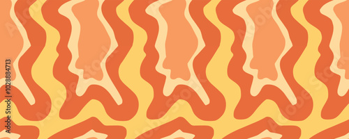 Seamless pattern with abstract silhouette organic Wavy shapes. Vector flat background in minimalist boho style. Wavy liquid distorted shapes Template for Wrapping Paper, Textile and Fabric Print