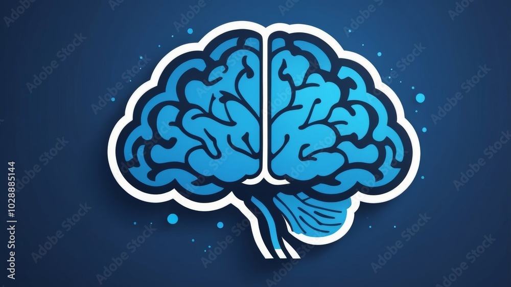 Brain icon displayed prominently on a blue background, symbolizing intelligence and cognitive function. Brain icon displayed prominently on a blue background, symbolizing intelligence and cognitive function.