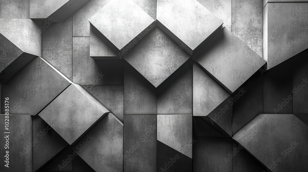 Abstract Geometric Shapes in Shades of Grey