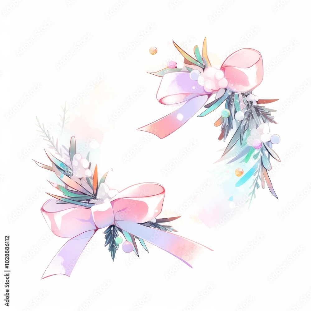 Obraz premium delicate floral ribbons in pastel hues