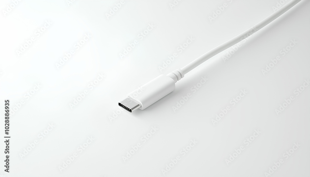 A close-up shot of a white USB-C connector on a cable.