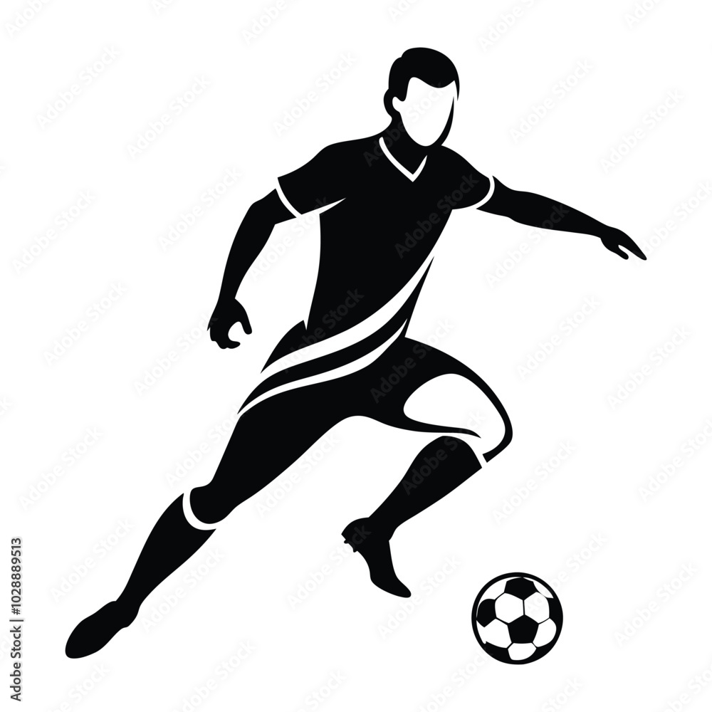 Powerful Soccer Player Kick Silhouette Vector, Motion and Energy, Ideal for Sports Apparel and Branding Powerful Soccer Player Kick Silhouette Vector, Motion and Energy, Ideal for Sports Apparel and Branding