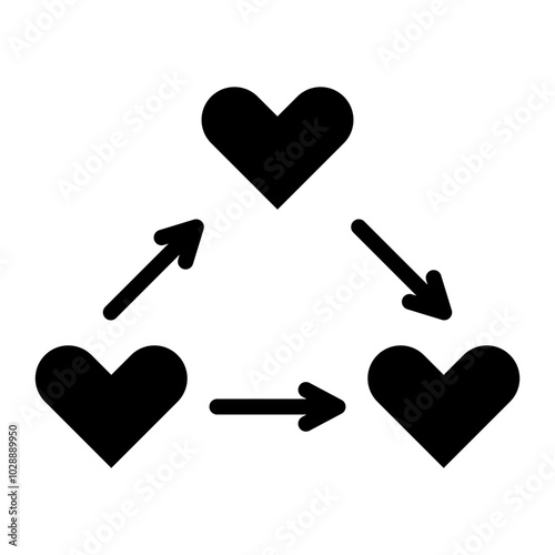 Love Triangle icon vector image. Can be used for Dating App.