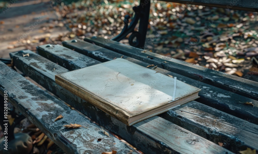 Sketchbook on the park bench, 4K hyperrealistic photo Sketchbook on the park bench, 4K hyperrealistic photo