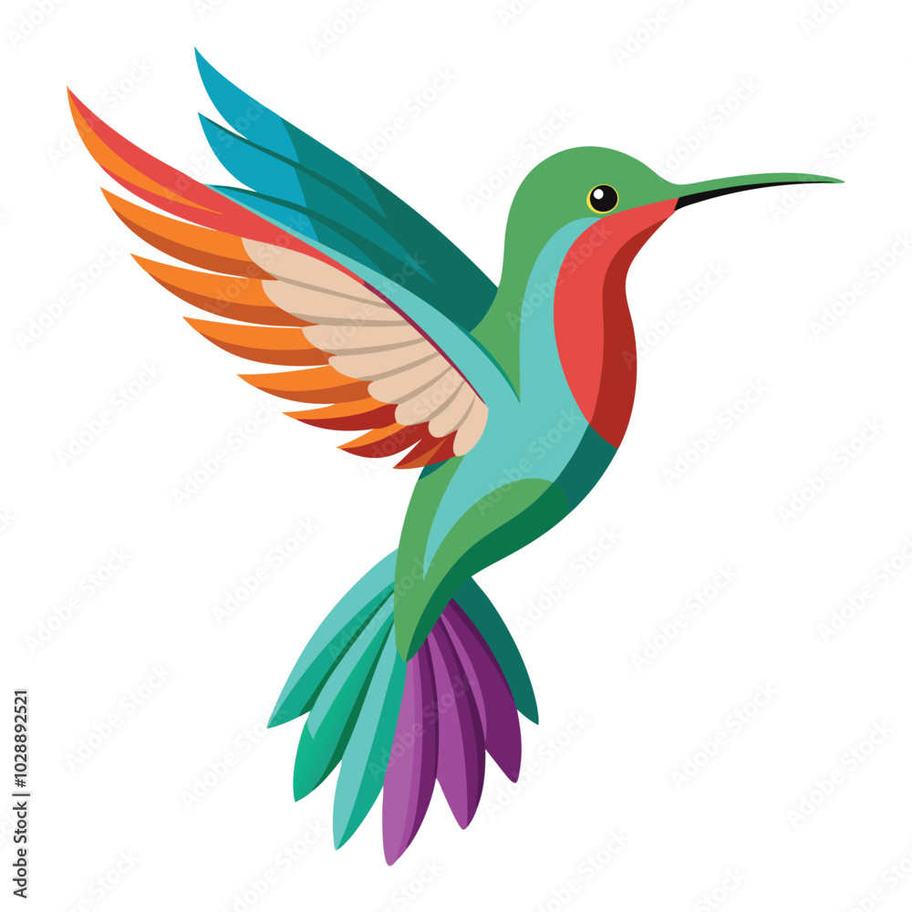 Obraz premium Free vector beautiful flying humming bird design