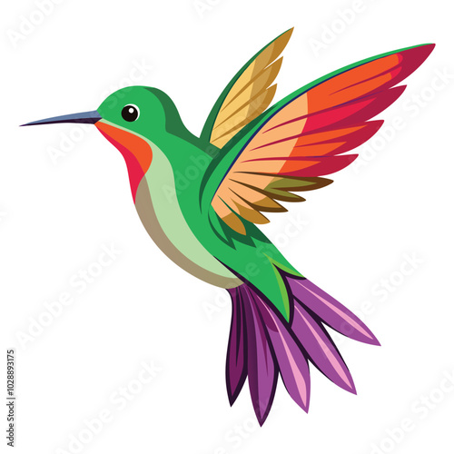 Free vector beautiful flying humming bird design