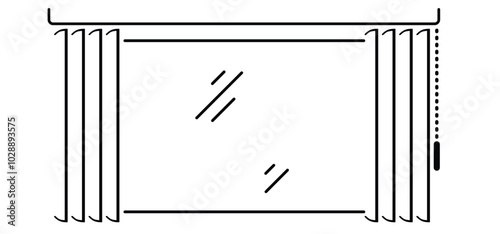 Open blinds for window shutters. Vertical, jalousie roller concept. window curtain shutter roll. House, blinds open for windows. Open and closed window. Sun, jalousie shade for home, office interior
