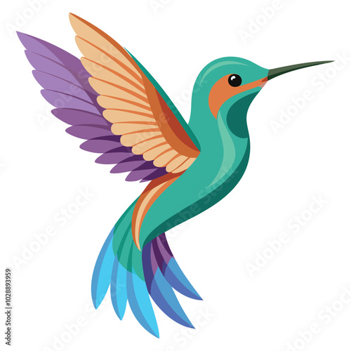 Free vector beautiful flying humming bird design