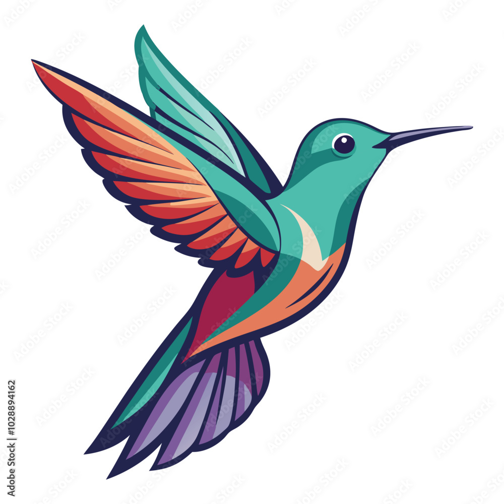 Fototapeta premium Free vector beautiful flying humming bird design