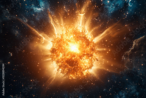 Wallpaper Mural Vivid cosmic explosion radiating energy in a star-filled galaxy Torontodigital.ca