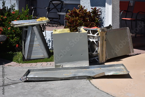 old furnace unit dismantled parts scrap replace broken