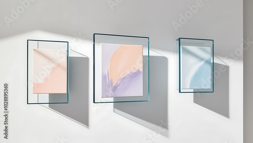 three abstract geometric art illustrations. wellpaper wall decor photo