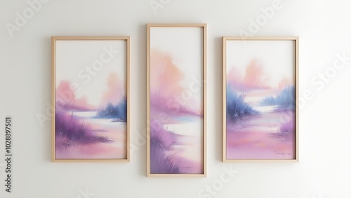 three abstract geometric art illustrations. wellpaper wall decor photo