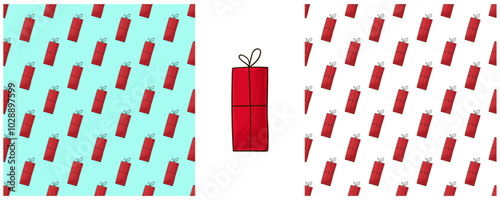 Christmas holidays. Set Seamless patterns in hand draw style