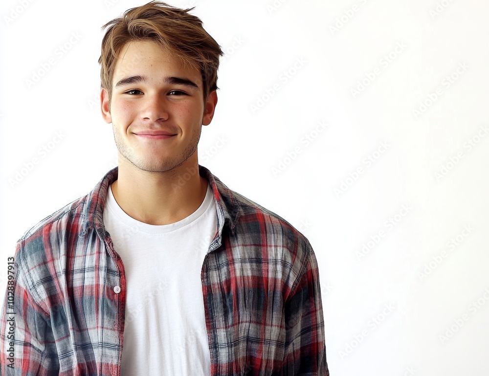 Stylish young handsome hipster guy smiling and posing emotional against white background, lifestyle concept. Stylish young handsome hipster guy smiling and posing emotional against white background, lifestyle concept.