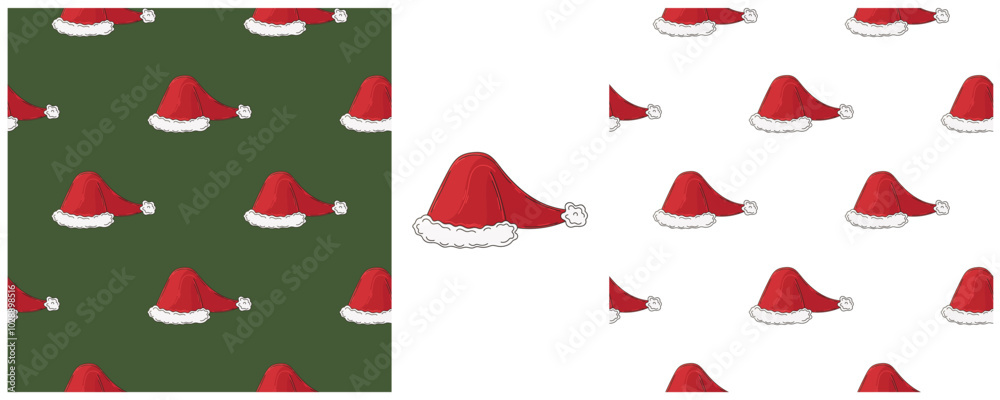 Fototapeta premium Christmas holidays. Set Seamless patterns in hand draw style