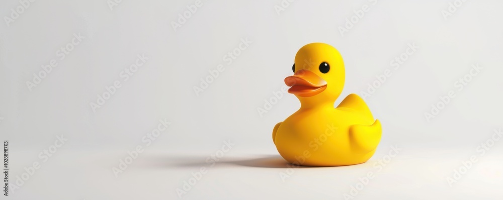 Bright yellow rubber duck, white background, 4K hyperrealistic photo Bright yellow rubber duck, white background, 4K hyperrealistic photo