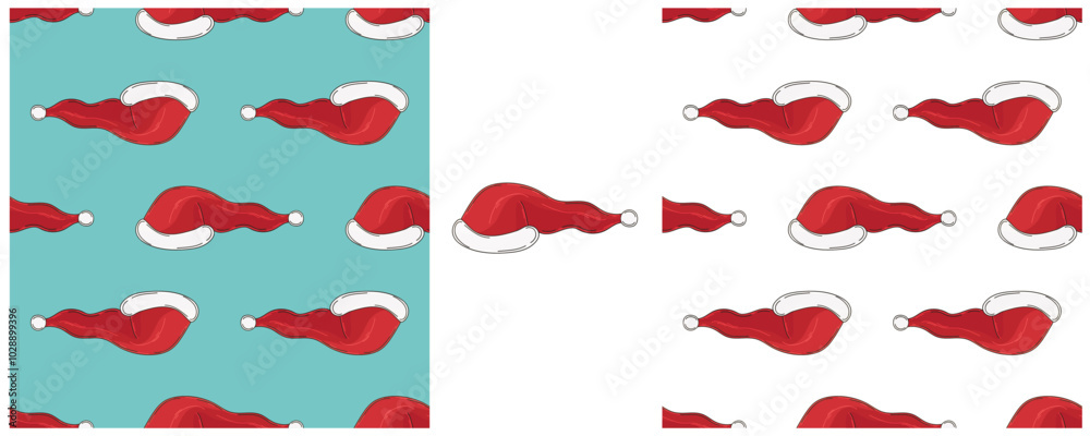 Christmas holidays. Set Seamless patterns in hand draw style Christmas holidays. Set Seamless patterns in hand draw style