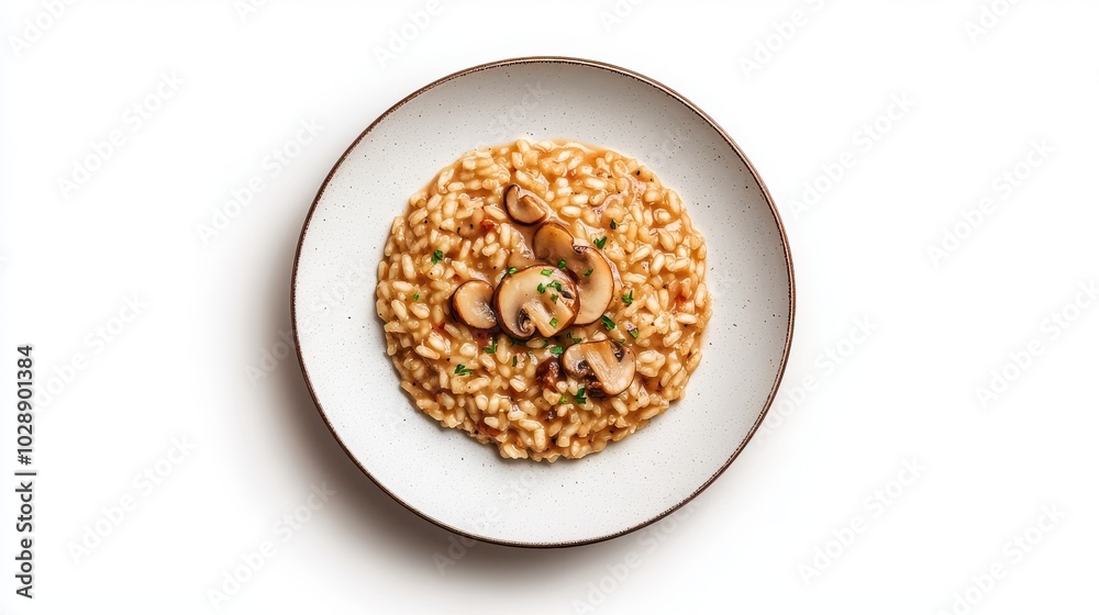 Hearty Mushroom Risotto in Ceramic Bowl Hearty Mushroom Risotto in Ceramic Bowl